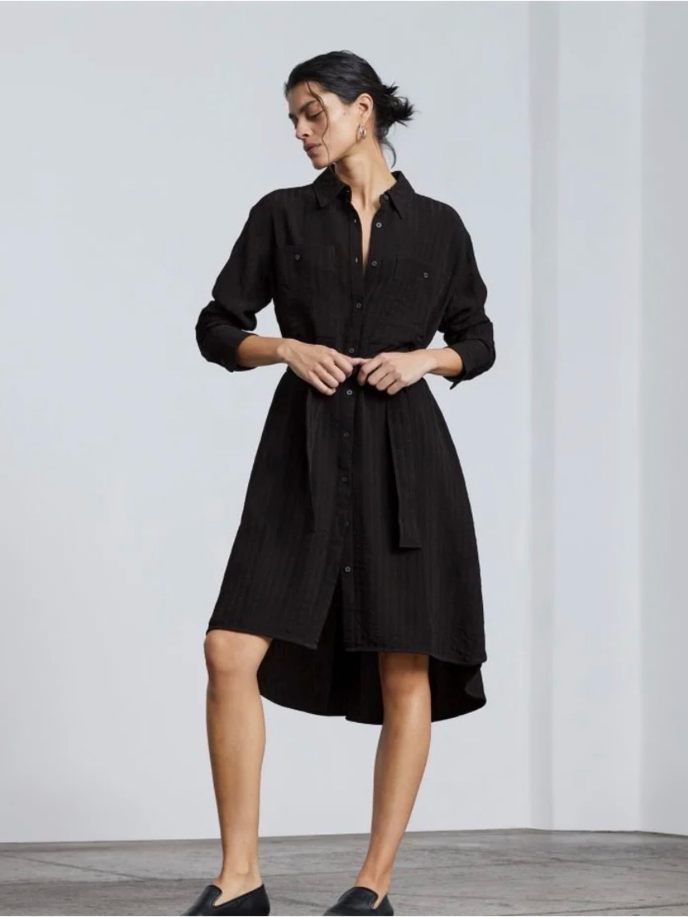 Everlane Black High-Low Shirt Dress